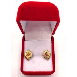 Złote kolczyki z pomarańczowym kamieniem sztyft PR.585 W:0,87gr InterSKLEP