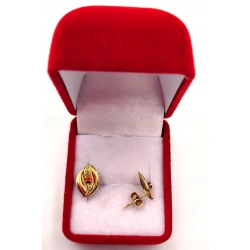 Złote kolczyki z pomarańczowym kamieniem sztyft PR.585 W:0,87gr InterSKLEP