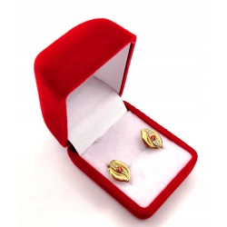 Złote kolczyki z pomarańczowym kamieniem sztyft PR.585 W:0,87gr InterSKLEP