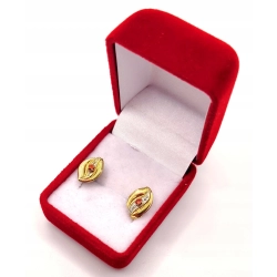 Złote kolczyki z pomarańczowym kamieniem sztyft PR.585 W:0,87gr InterSKLEP