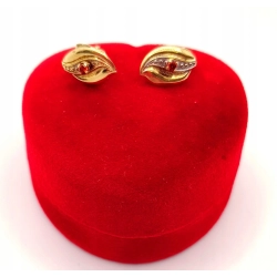 Złote kolczyki z pomarańczowym kamieniem sztyft PR.585 W:0,87gr InterSKLEP