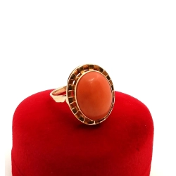 Złoty pierścionek z Koralem Pr.585 W:4,79gr Roz.15
