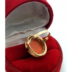 Złoty pierścionek z Koralem Pr.585 W:4,79gr Roz.15