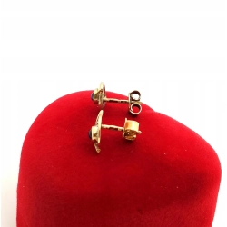 Złote kolczyki z szafirami i mini diamentami Pr.585 W:1,51gr sztyft