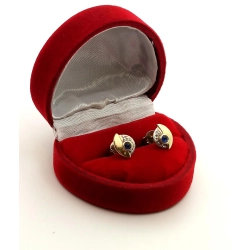 Złote kolczyki z szafirami i mini diamentami Pr.585 W:1,51gr sztyft