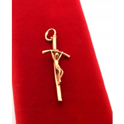 Złota zawieszka Krzyż papieski Pr.585 W:1,96gr Dł:4cm