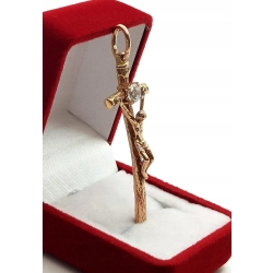 Złota zawieszka krzyż papieski z cyrkonią Dł:5cm Pr.583 W:5,82gr