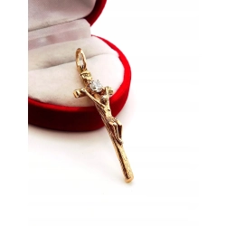 Złota zawieszka krzyż papieski z cyrkonią Dł:5cm Pr.583 W:5,82gr