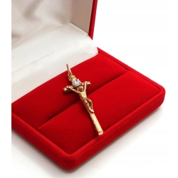 Złota zawieszka krzyż papieski z cyrkonią Dł:5cm Pr.583 W:5,82gr