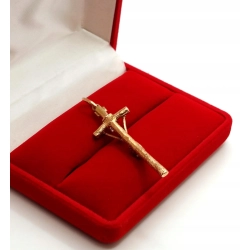 Złota zawieszka krzyż papieski z cyrkonią Dł:5cm Pr.583 W:5,82gr
