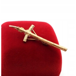 Złota zawieszka krzyż papieski z cyrkonią Dł:5cm Pr.583 W:5,82gr