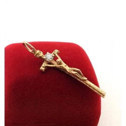 Złota zawieszka krzyż papieski z cyrkonią Dł:5cm Pr.583 W:5,82gr