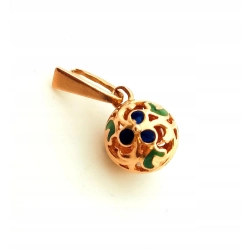 Złota zawieszka kulka malowana emalią Pr.583 W:2,46gr Śred.1cm