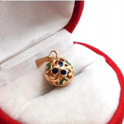 Złota zawieszka kulka malowana emalią Pr.583 W:2,46gr Śred.1cm