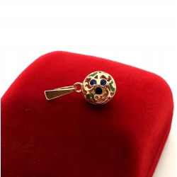 Złota zawieszka kulka malowana emalią Pr.583 W:2,46gr Śred.1cm