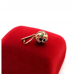 Złota zawieszka kulka malowana emalią Pr.583 W:2,46gr Śred.1cm