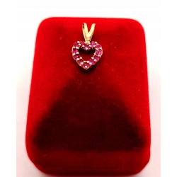 Złota zawieszka Serce z rubinami YES PR.585 W:0,60gr InterSKLEP