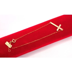 Złota bransoletka Celebrytka krzyżyk PR.585 W:0,56gr Dł.16-18cm InterSKLEP