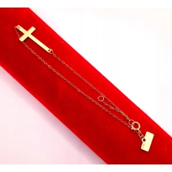 Złota bransoletka Celebrytka krzyżyk PR.585 W:0,56gr Dł.16-18cm InterSKLEP