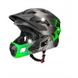 Kask Dziecięcy ROCKBROS Odpinana osłona Szczęki 2w1 Zielony S 48-52cm 1003X