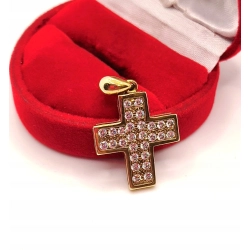Złota zawieszka Krzyż z cyrkoniami PR.333 W:2,74gr InterSKLEP
