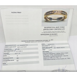 Złota obrączka 750 z diamentami 0,8 ct 4,37g