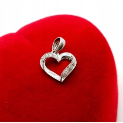 Złota zawieszka Serce z mini diamencikami Białe złoto Pr.585 W:0,53gr