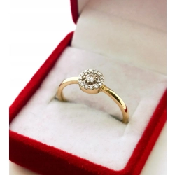 Złoty pierścionek z Diamentami 0,13ct Pr.585 W:1,71gr Roz.15