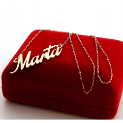 Złoty łańcuszek z imieniem MARTA Pr.585 W:2,74gr Dł:46,5cm i 50cm