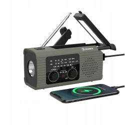 RADIO NA KORBKĘ przenośne solarne dynamo awaryjne LATARKA Powerbank 4000mAh