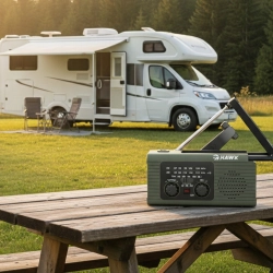 RADIO NA KORBKĘ przenośne solarne dynamo awaryjne LATARKA Powerbank 4000mAh