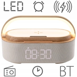 Radio kuchenne radiobudzik Bluetooth ładowarka bezprzewodowa lampka nocna