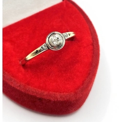 Złoty pierścionek 585 z diamentem stary szlif 1,62g