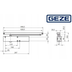GEZE TS 5000 SAMOZAMYKACZ BEZ SZYNY SREBRNY