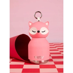 Butelka termiczna dziecięca Asobu Bestie Mini - pink fox