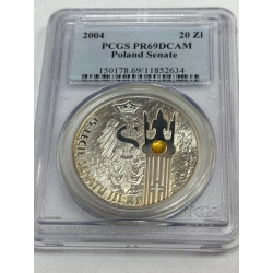 15-lecie Senatu III RP 20 zł Srebro 2004 slab graded PCGS