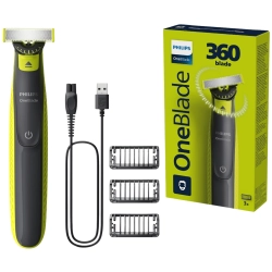Golarka Philips OneBlade z ostrzem 360 i 3 nasadkami do zarostu QP2724/23
