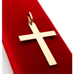 Złota zawieszka krzyżyk duży, gładki Pr.585 W:4,12gr
