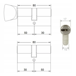 Zestaw wkładek ABUS 50/30 80mm system jednego klucza wkładka antywłamaniowa