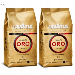 ZESTAW 2 SZT Kawa ziarnista Arabica Lavazza Qualita Oro 2X 1 kg 03/2028r.