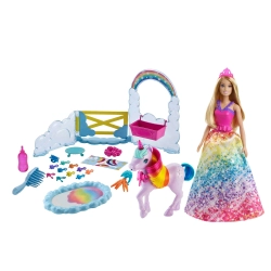 Lalka Barbie jednorożec zestaw do zabawy Dreamtopia 32,9 cm