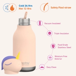 Butelka termiczna ze słomką Asobu Bestie Bottle 460 ml Żyrafa