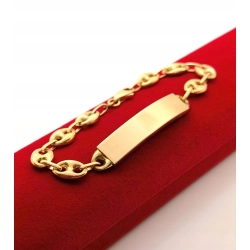 Złota bransoletka gruba z nieśmiertelnikiem Pr.750 W:11,75gr Dł:17,5cm