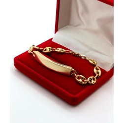 Złota bransoletka gruba z nieśmiertelnikiem Pr.750 W:11,75gr Dł:17,5cm