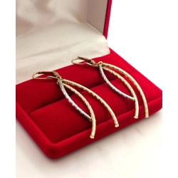 Złote kolczyki wiszące Długie 6cm bicolor Pr.585 W:3,97gr