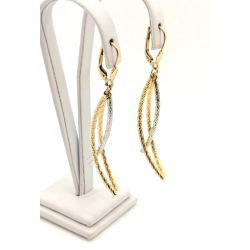 Złote kolczyki wiszące Długie 6cm bicolor Pr.585 W:3,97gr