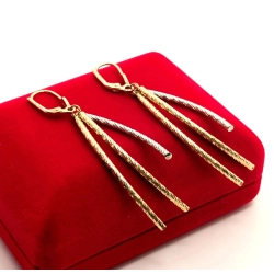 Złote kolczyki wiszące Długie 6cm bicolor Pr.585 W:3,97gr