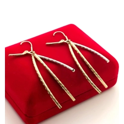 Złote kolczyki wiszące Długie 6cm bicolor Pr.585 W:3,97gr