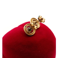 Złote kolczyki okrągłe z perłami Śred.1cm Pr.585 W:2,44gr sztyft