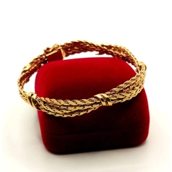 Złota bransoletka UNOAERRE plecione kłosy Pr.375 W:18,71gr Dł:19cm Szer.1cm